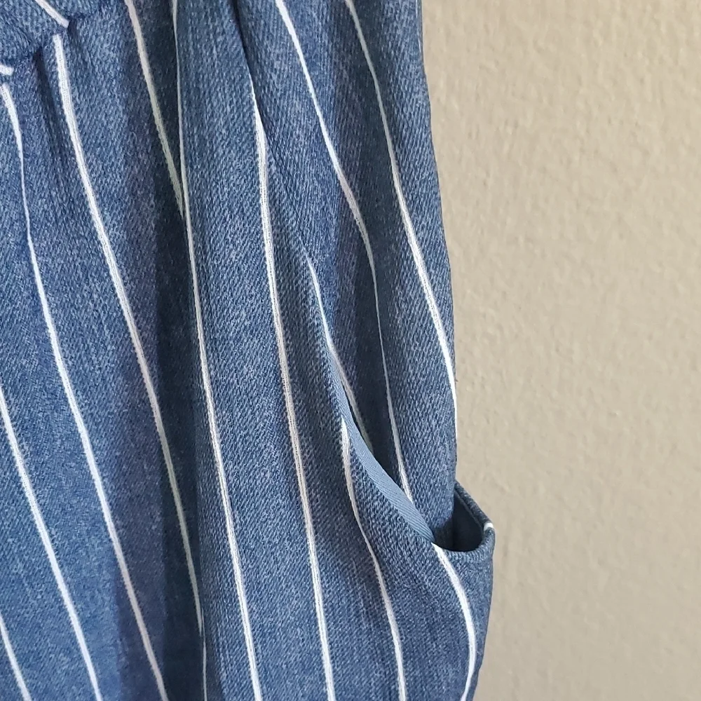 AUW Denim Blue and White Striped Jumper Pants - Picture 7 of 11